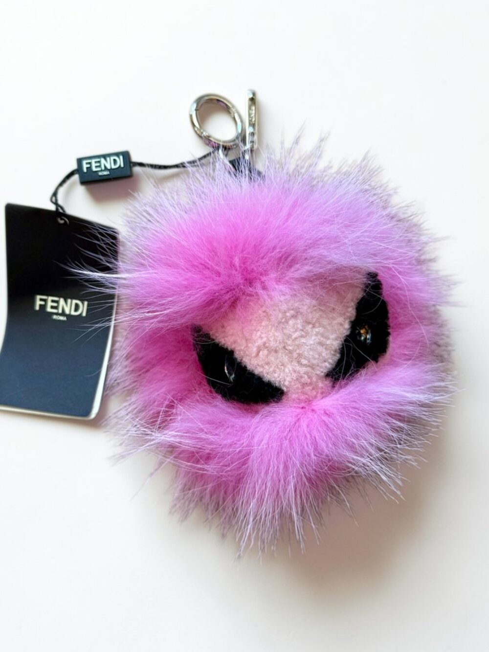 Fendi Pink Candyfur Fox Shearling Monster Bug Bag Charm